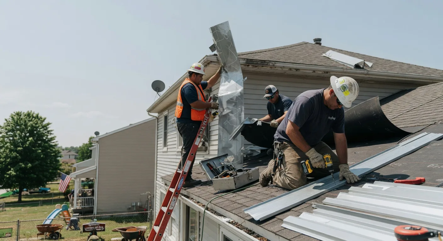 Storm Damage Metal Roof Repair in Claremont, IL